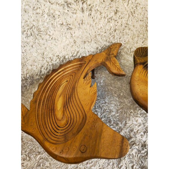 Wooden Collapsible Dolphin Bowl, Set of 2 - Picture 14 of 16